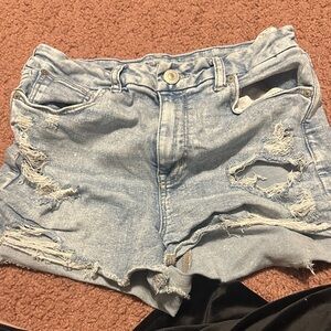 American Eagle Outfitters Light Blue Ripped Jean Shorts